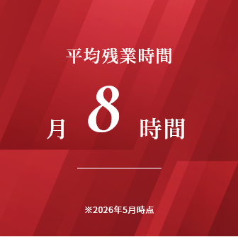 平均残業時間　月8時間
